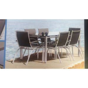 Metro garden dining table set with 6 Armchairs