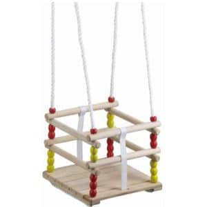 Wooden swing with ropes
