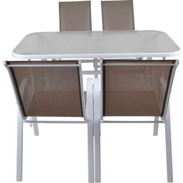 Garden metal dining table in white color