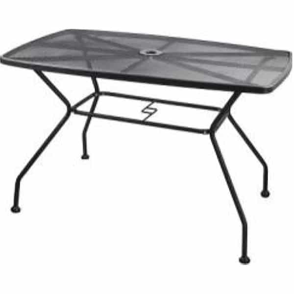 Perforated metal charcoal garden table
